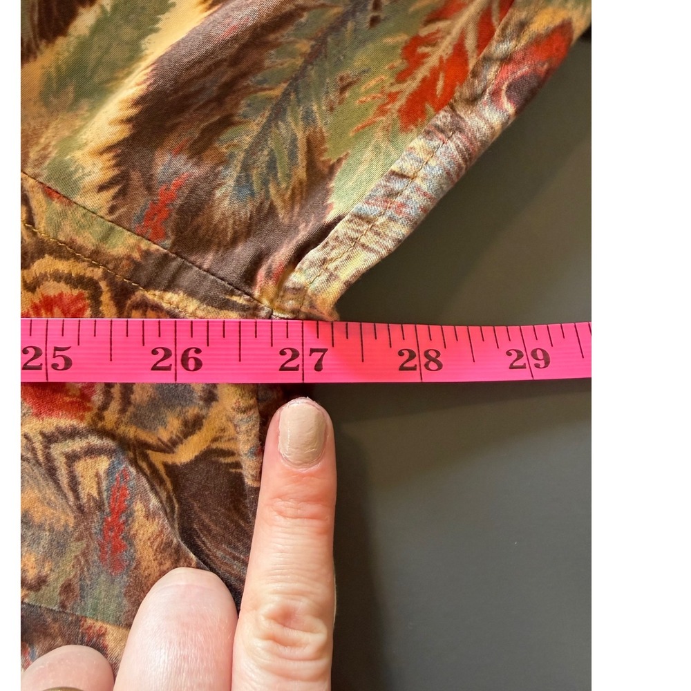 Ralph Lauren Peacock Feather Boho Button Down Shirt Cotton Blouse Plus Size 3X - Picture 5 of 6